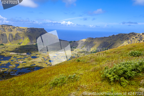 Image of Rano Kau volcano crater in Easter Island