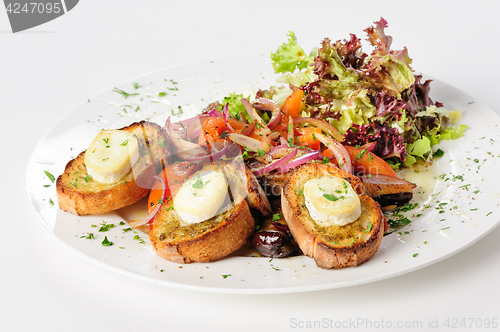 Image of Grilled cheese on bread with salad
