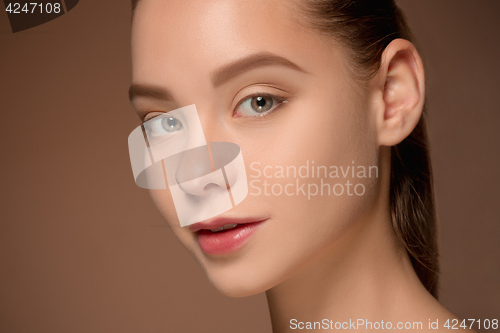 Image of Beautiful woman face portrait close up