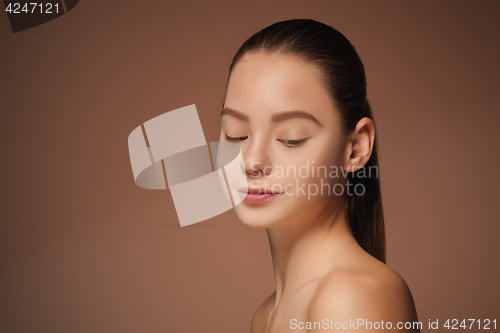 Image of Beautiful woman face portrait close up