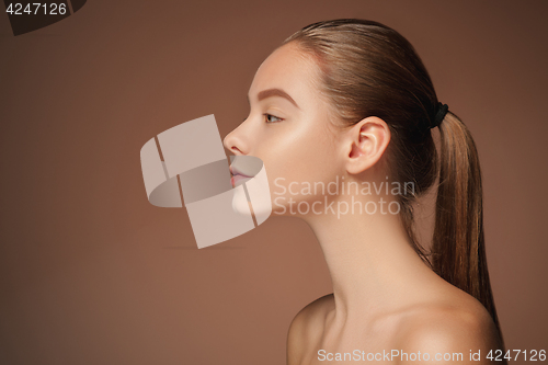 Image of Beautiful woman face portrait close up