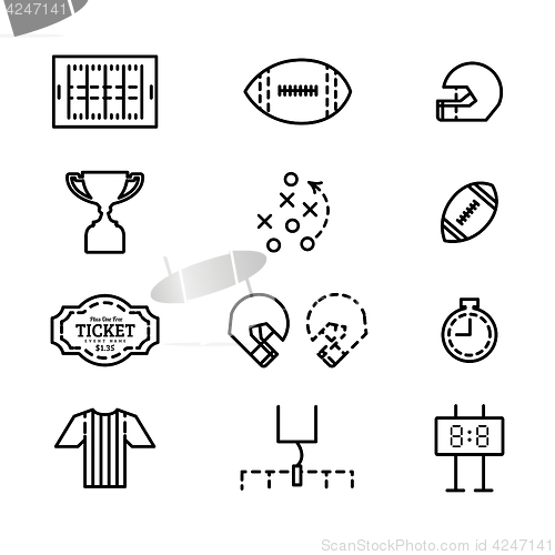 Image of Vector set of icons for american football.