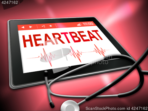 Image of Heartbeat Tablet Means Pulse Trace And Cardiology