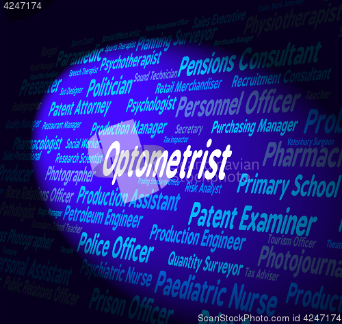 Image of Optometrist Job Shows Eye Doctor And Career