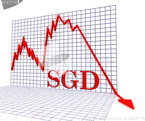 Image of Sgd Graph Negative Indicates Singapore Dollar And Dollars 3d Ren