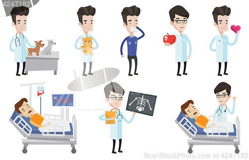 Image of Vector set of doctor characters and patients.