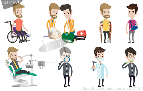 Image of Vector set of doctor characters and patients.