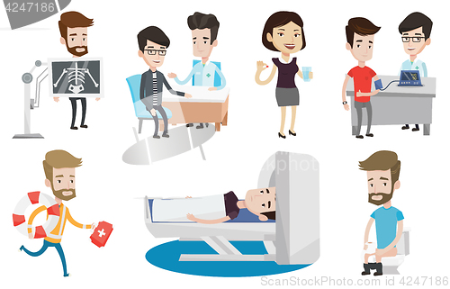 Image of Vector set of doctor characters and patients.