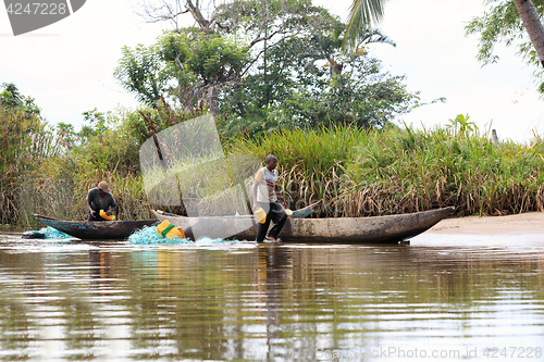 Image of Fisherman life in madagascar countryside on river