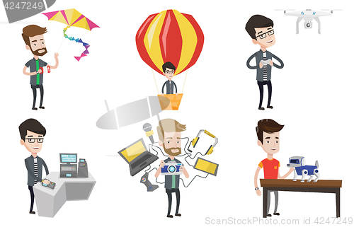 Image of Vector set of people using modern technologies.
