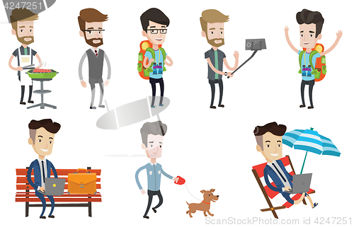 Image of Vector set of traveling people and businessmen.