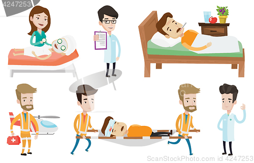 Image of Vector set of doctor characters and patients.