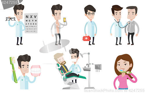 Image of Vector set of doctor characters and patients.