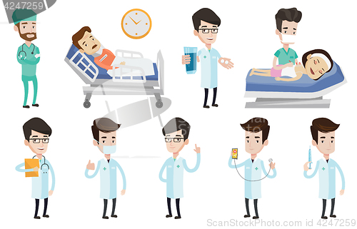 Image of Vector set of doctor characters and patients.