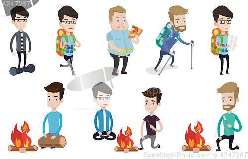 Image of Vector set of traveling people.