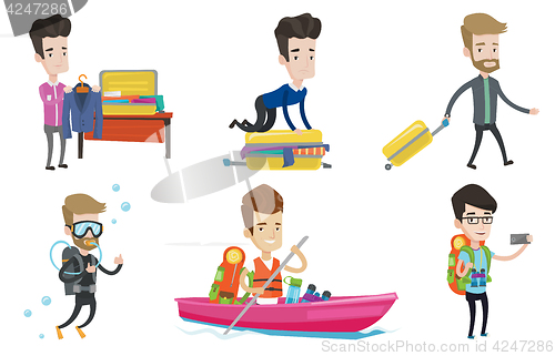 Image of Vector set of traveling people.