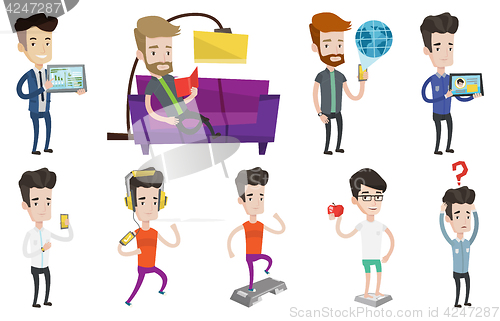 Image of Vector set of people using modern technologies.