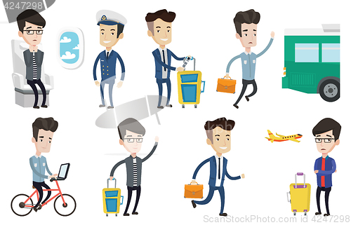 Image of Transportation vector set with people traveling.