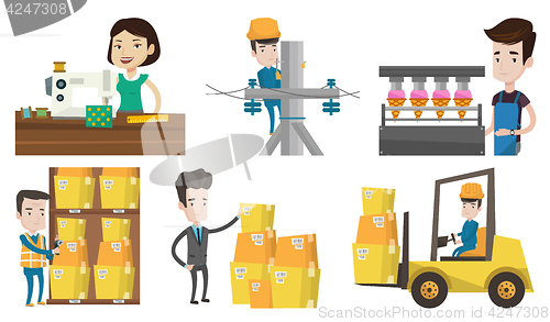 Image of Vector set of industrial workers.