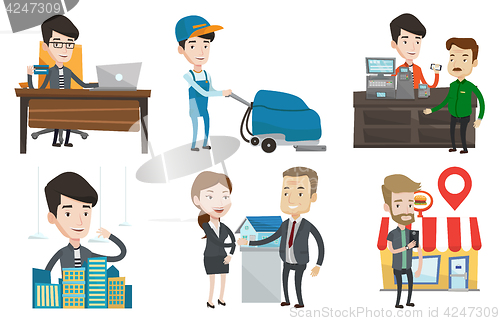 Image of Vector set of shopping people characters.