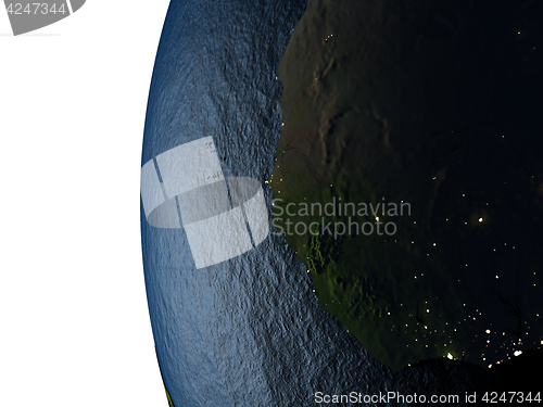 Image of Sunset over Gambia from space