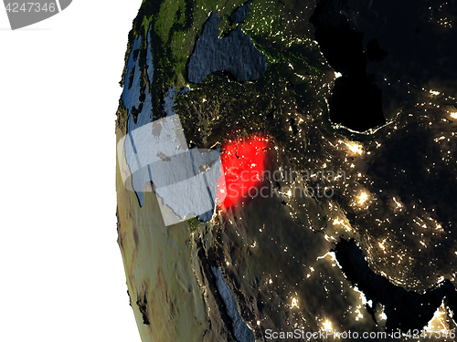 Image of Sunset over Syria from space