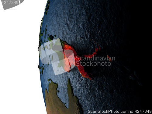 Image of Sunset over Papua New Guinea from space