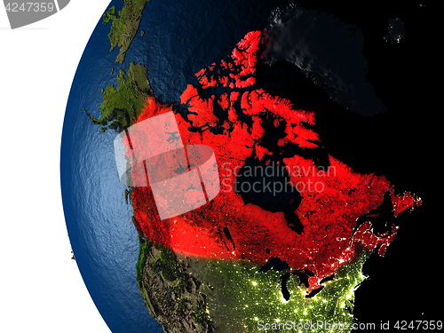 Image of Sunset over Canada from space