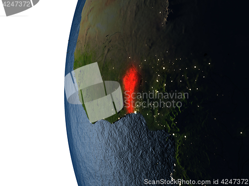 Image of Sunset over Benin from space