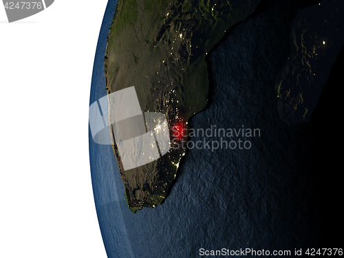 Image of Sunset over Swaziland from space