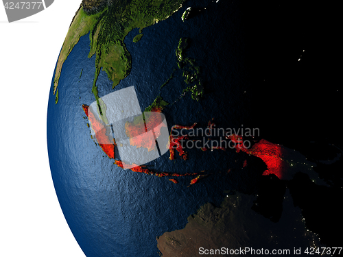 Image of Sunset over Indonesia from space