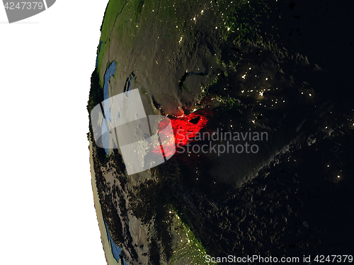 Image of Sunset over Kyrgyzstan from space