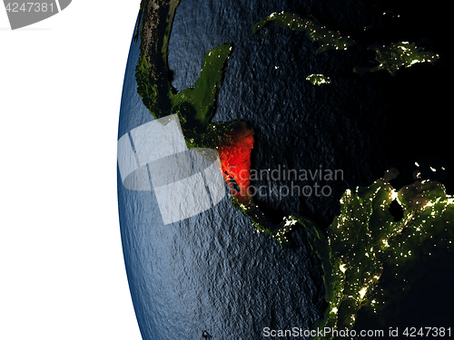 Image of Sunset over Nicaragua from space