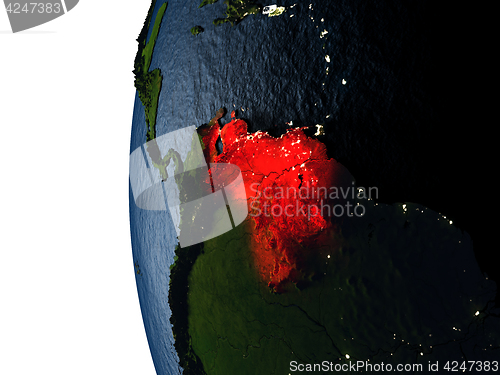 Image of Sunset over Venezuela from space