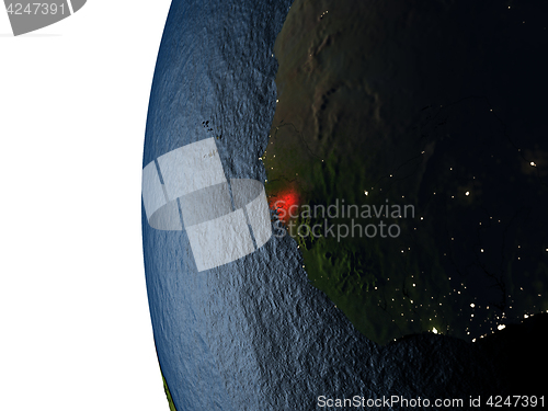 Image of Sunset over Guinea-Bissau from space