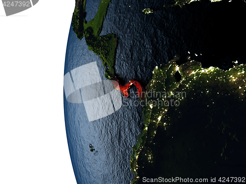 Image of Sunset over Panama from space