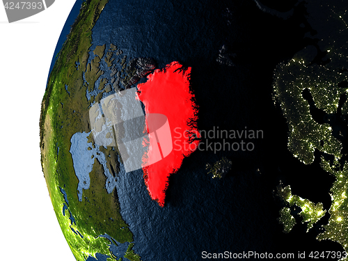 Image of Sunset over Greenland from space