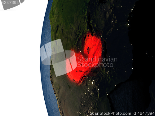 Image of Sunset over Zambia from space