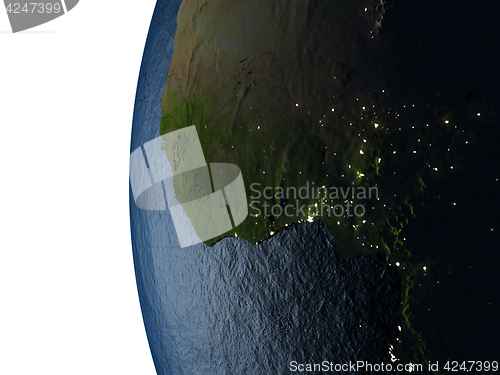 Image of Sunset over Ghana from space