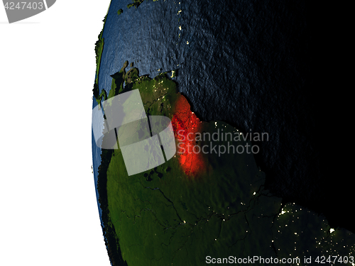 Image of Sunset over Guyana from space