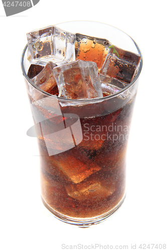 Image of cola with ice cubes texture