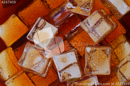 Image of cola drink with ice cubes texture
