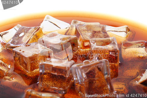 Image of cola drink with ice cubes texture