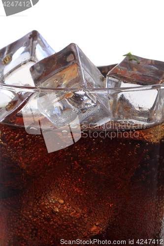 Image of cola drink with ice cubes texture