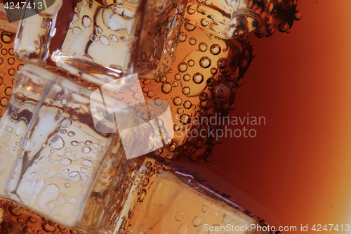 Image of cola drink with ice cubes texture