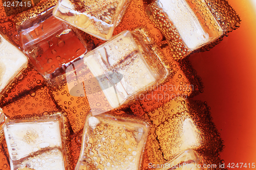 Image of cola drink with ice cubes texture