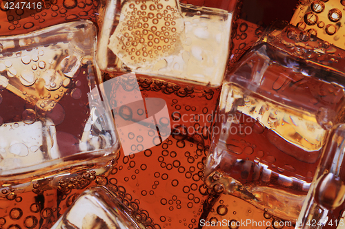 Image of cola drink with ice cubes texture