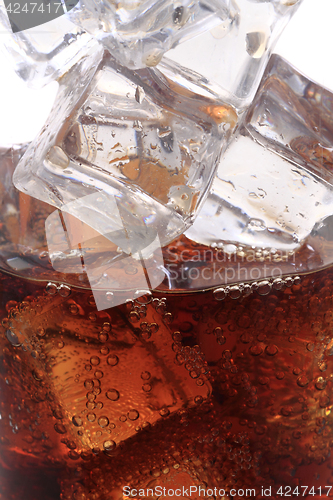 Image of cola drink with ice cubes texture