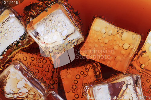 Image of cola drink with ice cubes texture