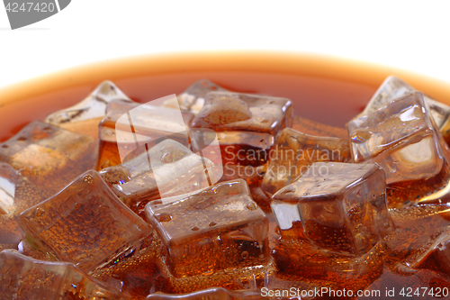 Image of cola drink with ice cubes texture